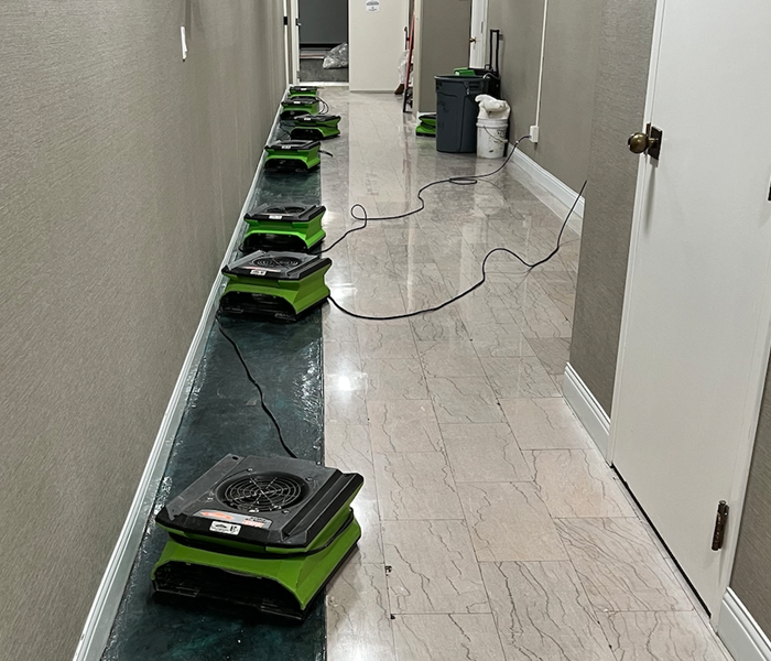 SERVPRO equipment drying out a building